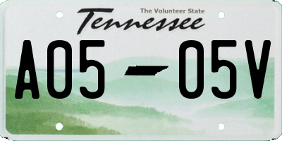 TN license plate A0505V