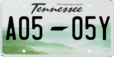 TN license plate A0505Y