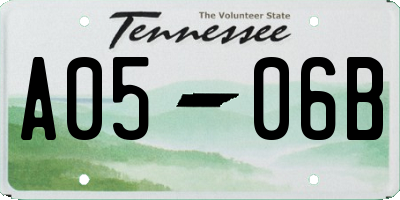 TN license plate A0506B