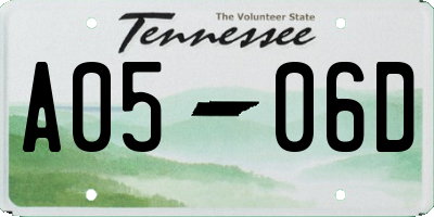 TN license plate A0506D