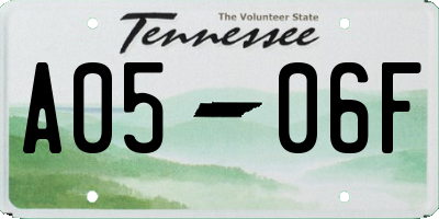TN license plate A0506F