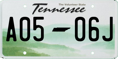 TN license plate A0506J