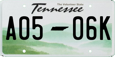 TN license plate A0506K