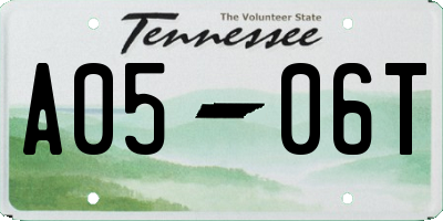 TN license plate A0506T