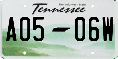 TN license plate A0506W