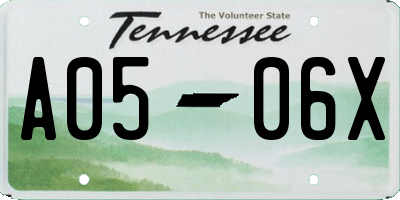 TN license plate A0506X