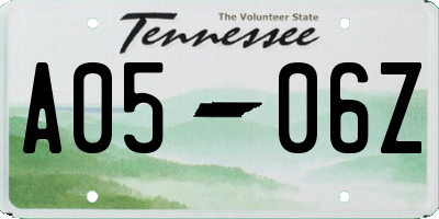 TN license plate A0506Z