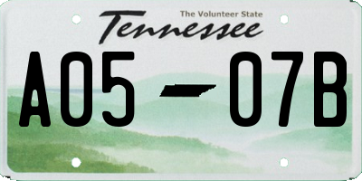TN license plate A0507B
