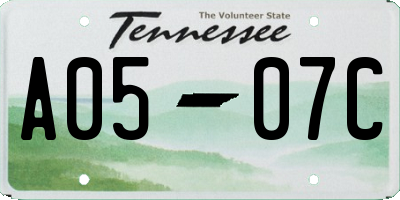 TN license plate A0507C