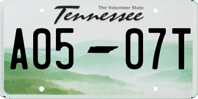 TN license plate A0507T