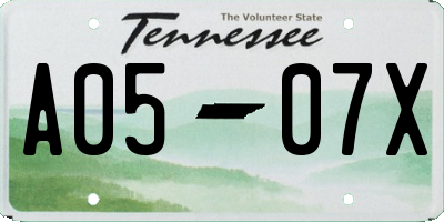 TN license plate A0507X