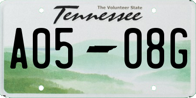 TN license plate A0508G