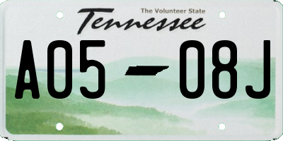 TN license plate A0508J