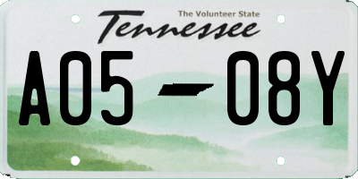 TN license plate A0508Y
