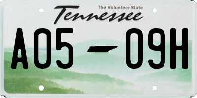 TN license plate A0509H