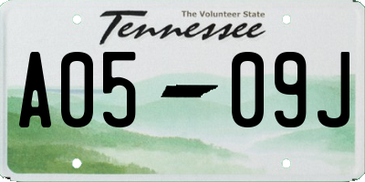 TN license plate A0509J
