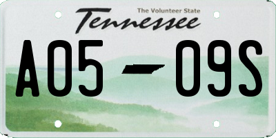 TN license plate A0509S