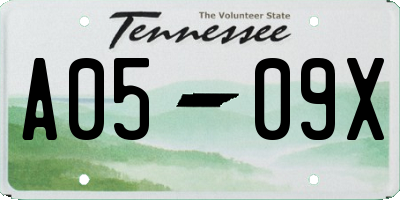 TN license plate A0509X