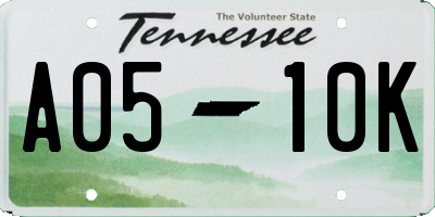 TN license plate A0510K