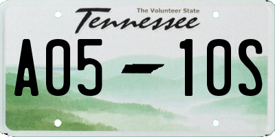 TN license plate A0510S