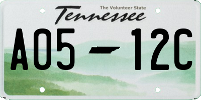 TN license plate A0512C
