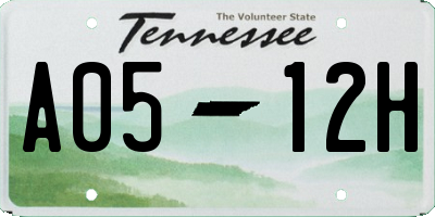 TN license plate A0512H