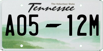 TN license plate A0512M