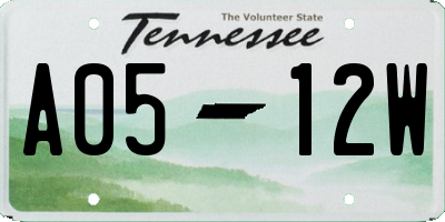 TN license plate A0512W