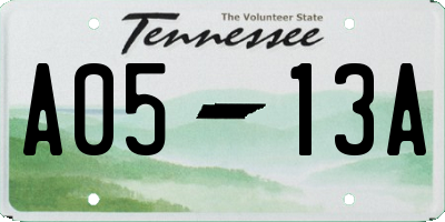 TN license plate A0513A