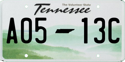 TN license plate A0513C