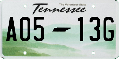 TN license plate A0513G
