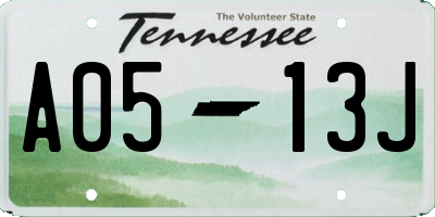 TN license plate A0513J