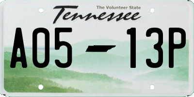 TN license plate A0513P