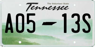 TN license plate A0513S