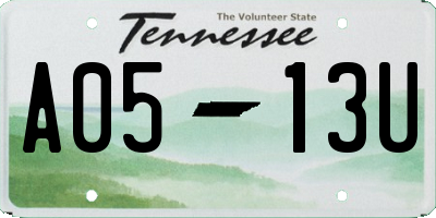 TN license plate A0513U