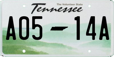 TN license plate A0514A