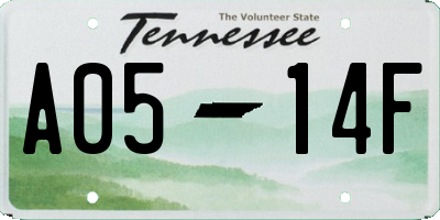 TN license plate A0514F