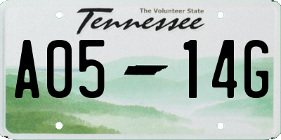 TN license plate A0514G