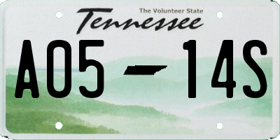 TN license plate A0514S