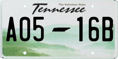 TN license plate A0516B