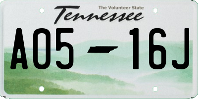 TN license plate A0516J
