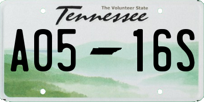 TN license plate A0516S