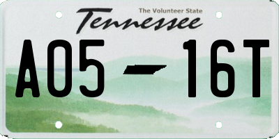 TN license plate A0516T