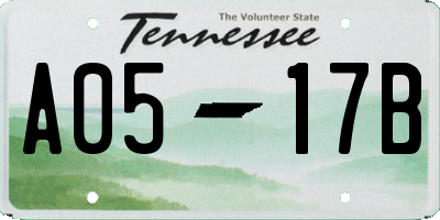 TN license plate A0517B