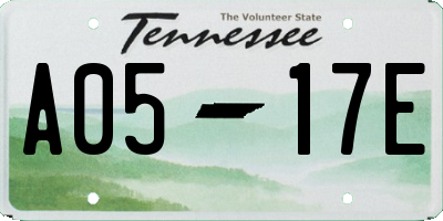 TN license plate A0517E