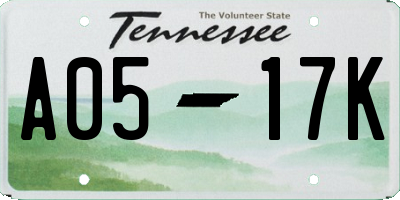 TN license plate A0517K