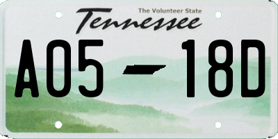 TN license plate A0518D