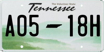 TN license plate A0518H