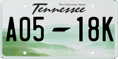 TN license plate A0518K