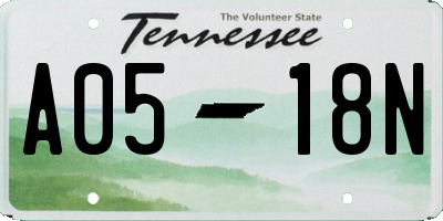 TN license plate A0518N